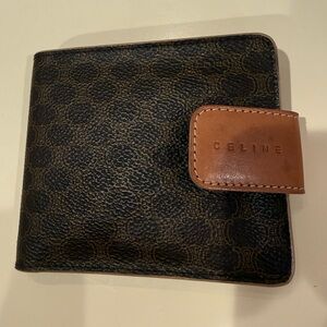 Very good Celine Triomphe Macadam Vintage Canvas Leather Wallet Bifold Compact